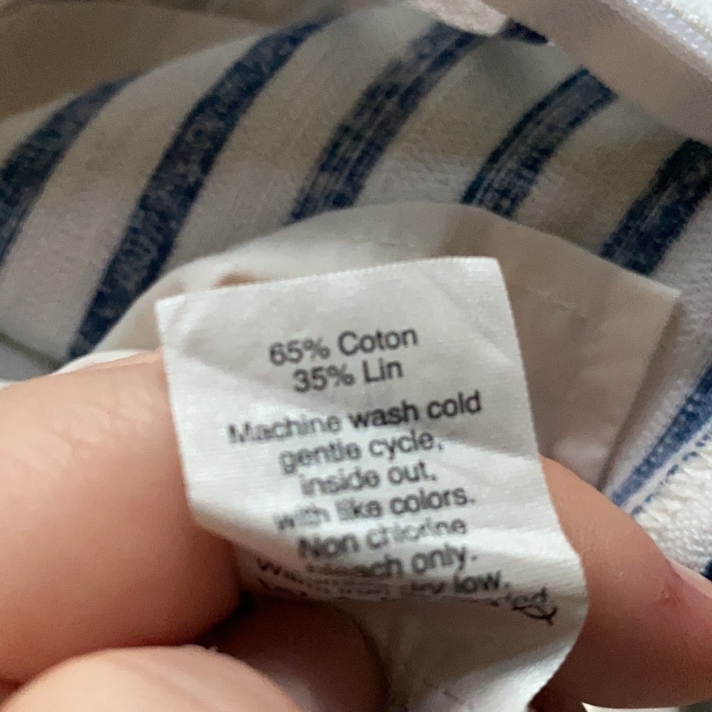 J. Crew White & Blue Cotton/Linen Pleated Shorts - Picture 6 of 6